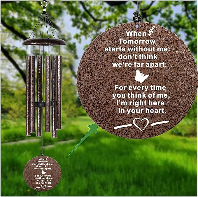 The Wind Chime CO Memorial Wind Chimes, 32" Inch Sympathy Wind Chimes Gift for The Loss of A Loved one, Home Decor Outdoor Garden, Soothing Melodic Tones (Copper)