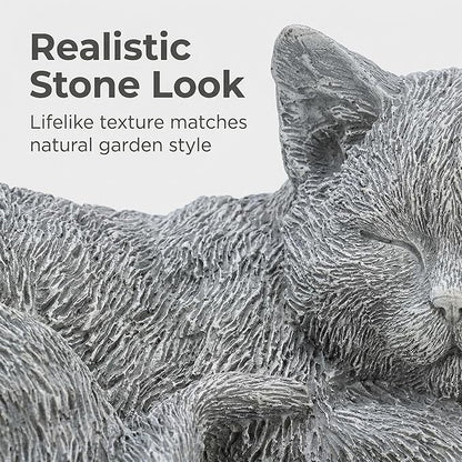 Cats Memorial Stone Garden Statue, Pet Statues Gifts for Loss of Cat Sympathy, Grave Markers for Garden Outdoor Statue Decor, 11.4” L Garden Decorative Tabby Figurine