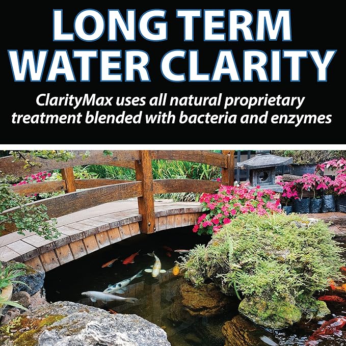 CrystalClear ClarityMax, All-in-One Pond Clarifier Treatment, All-Natural Beneficial Microbes & Enzymes Provide Max Clarity, Koi Fish & Pet Safe, Algae Stain Remover, Crystal Clear Water Garden 2.5 LB