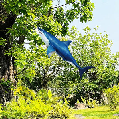 Flutesan Dark Blue 49 Inch Shark Wind Sock Heavy Duty Fish Windsock Outdoor Decor Fish Flag Hanging Decor for Outside Garden Boat Gone Fishing Party Beach Party Decoration