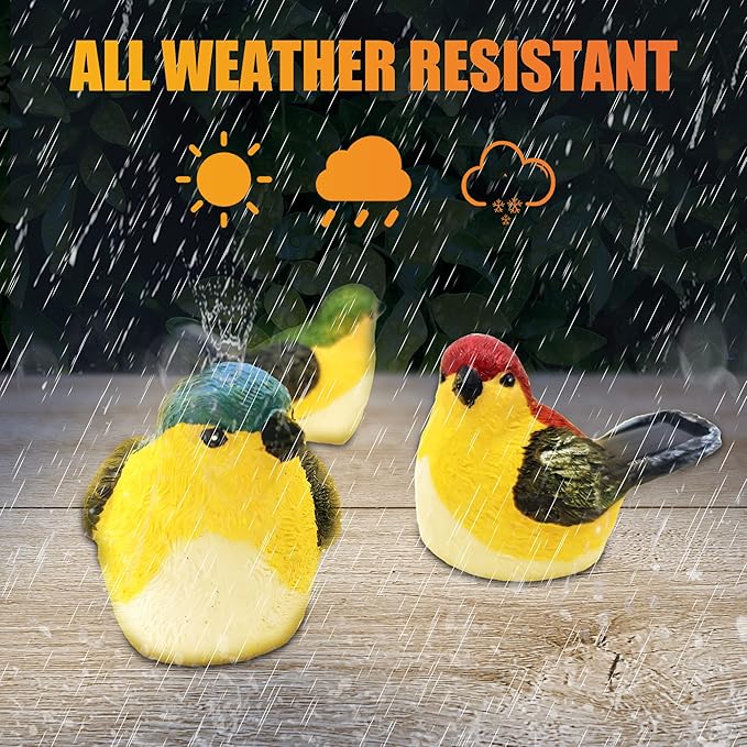 Solar Outdoor Lights Bird Garden Statues Decor,Bird Figurine Lights with Powered LED, Housewarming Birthday Gifts for Women, Mom (3 Pack)