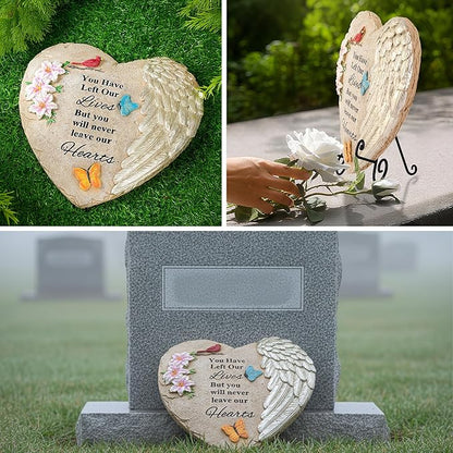 Memorial Garden Stones with Heartfelt Quote, Sympathy Gifts for Loss of Loved One, Bereavement Memorial Statue for Outdoor or Indoor Decor, Waterproof Stone for Grave Decoration(10 Inch)
