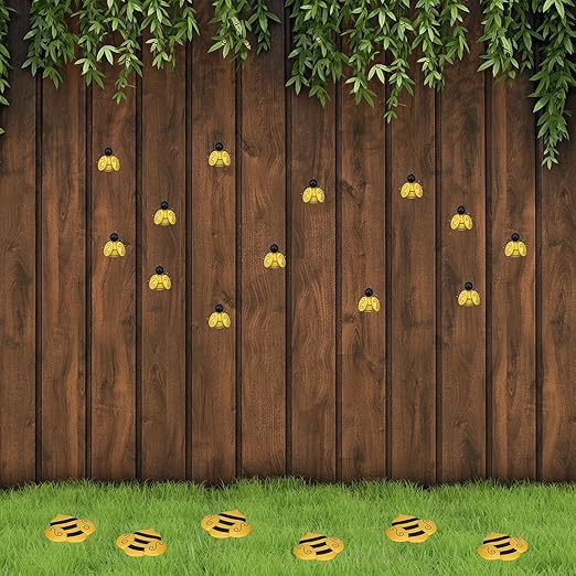 Hollowfly 10 Pcs Bee Stones Decor for Outside Metal Bees Stepping Stones Art Lawn Ornaments 3 Size Lively Holiday Yard Decorations Bee Gifts Mom Gifts Bees Yard Decorations