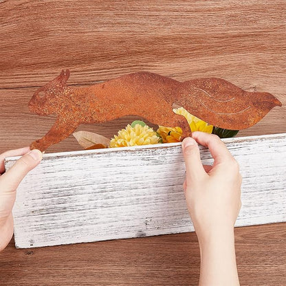 CREATCABIN Metal Rusty Running Squirrel to Screw in Wood Rust Silhouette Squirrel Decor Art Ornament Exquisite Animal Sculpture Tree Stake Decoration for Home Garden Yard Outdoor 11.81 x 3.94inch