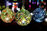 6-Inch Solar Powered Hanging Galaxy Glass Gazing Ball Outdoor Garden Decoration (Aqua-Blue)