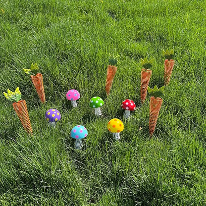 Easter Garden Stakes Outdoor Decorations - 6 Pack 7.5" Height Colorful Lawn Decoration, Outdoor Whimsical Yard Art for Flower Beds, Pathways, Patio Planters, Porch Decor