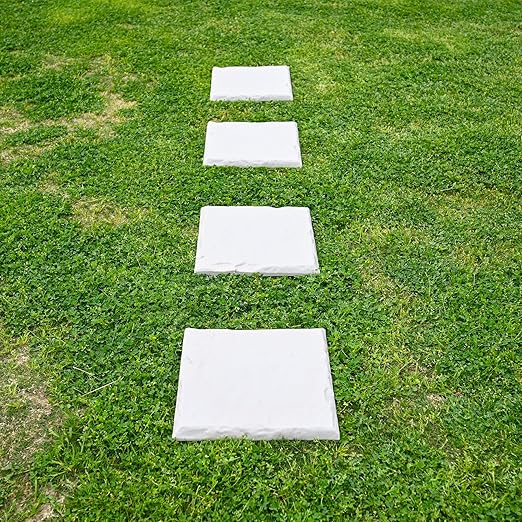 Garden Stepping Stones with Stakes – Set of 4, PP Walkway Pads, 15.5" x 15.5", Weather-Resistant, Easy Installation (4 Pcs, Beige)