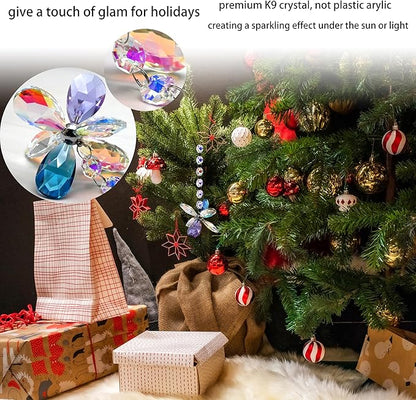 Flower Petal Crystal Suncatcher Hanging Crystals for Windows Sun Catcher Chandelier Lamp Tree Decor, Crystal Glass Ornaments (P-B)