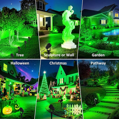 T-SUNUS Green Solar Spot Lights Outdoor 2 Pack, Separated Solar Panel with 9.8ft Cable, Adjustable Solar Landscape Spotlights IP65 Waterproof Auto On/Off for Yard Garden Tree Driveway Patio