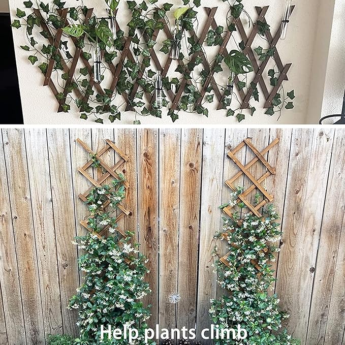 Wooden Lattice Panels for Outside 1Pack, 75"x11.8" Expandable Wood Lattice Fence Wall Garden Trellis Frame for Climbing Plants Outdoor Vine Ivy Rose Patio Room Decorative
