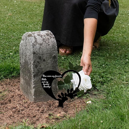 DIMARONGTON Pet Memorial Graves Markers, 9x12 Iron Dog and Cat Cemetery Headstones Decorations, Remembrance Plaque for Pet Loss Gift