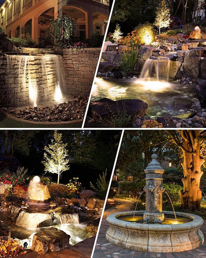 SUNVIE 3W Pond Lights LED Underwater 3000K Warm White IP68 Waterproof Underwater Pond Lights 12-24V AC/DC Low Voltage Fountain Light LED Underwater for Outdoor Ponds Fountains Waterfalls, 4 Pack