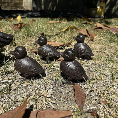 Rust Brown Cast Iron Duck Figurine (3.6" Tall) - Single Piece Vintage Style Decorative Ornament for Home, Garden, Shelf Decor HC6905