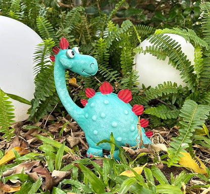 Handpainted Metal Dinosaur Decor - Outdoor Garden Statue for Yard/Indoor Shelf, Cute Dinosaur Gift for Garden Lovers