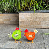 Metal Chicken Decoration Set of 2, Outdoor and Indoor Garden Sculpture for Yard Art, Backyard Patio Lawn Decor, for Family Lovers Housewarming