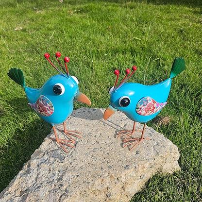 Blue Jay Garden Statue Metal Outdoor - Standing Bird Yard Art Sculpture, Lawn Ornament Decor for Patio Garden, Housewarming Birthday Gift for Her, Women