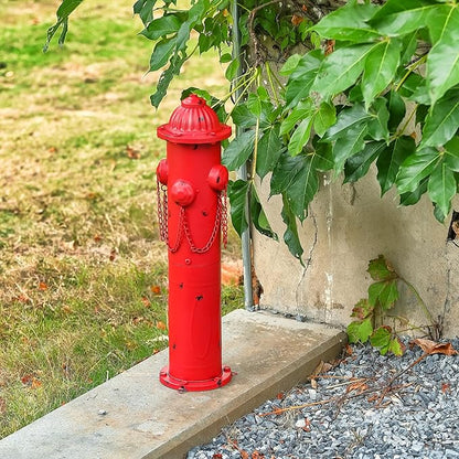Fire Hydrant for Dogs to Pee On, 24" Metal Dog Fake Fire Hydrant Pee Post Red for Outdoor Training, Pee Pole with Ground Stakes, Fillable Base for Yard, Garden, Patio
