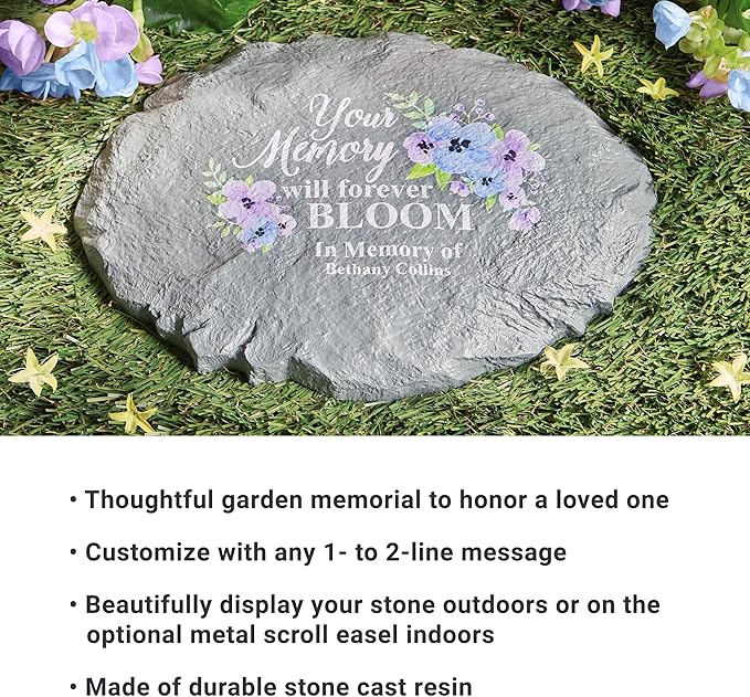 Let's Make Memories Personalized Sympathy Garden Stone - Memories Bloomed - Condolence & Memorial Gift - Customize with Message -11" Lx6 Wx3 D