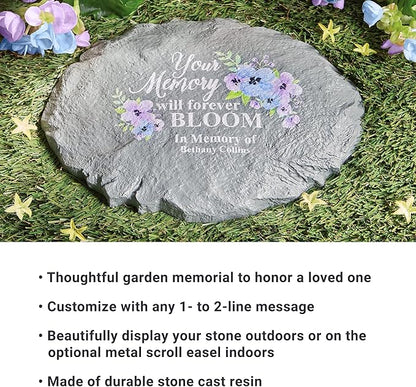 Let's Make Memories Personalized Sympathy Garden Stone - Memories Bloomed - Condolence & Memorial Gift - Customize with Message -11" Lx6 Wx3 D