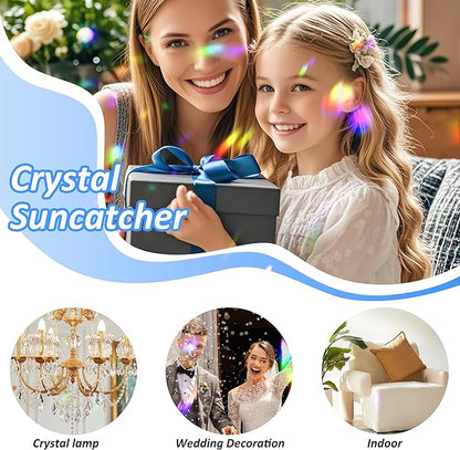 10pcs Crystal Sun Catcher, 38mm Hanging Teardrops Crystals Chandelier Parts Prisms Pendants with Hook Crystal Christmas Ornaments for Christmas Tree Decorations Home Decor (AB Coating)