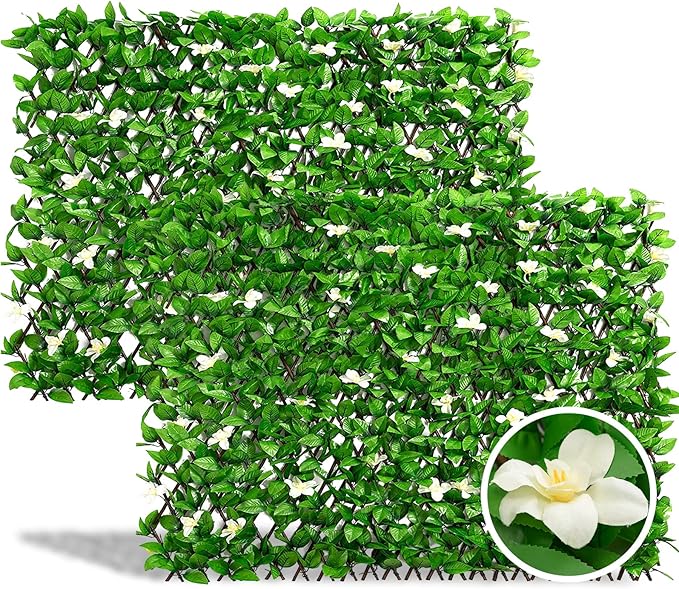 DOEWORKS Expandable Fence Privacy Screen for Balcony Patio Outdoor, Faux Ivy Fencing Panel for Backdrop Garden Backyard Home Decorations - 2PACK