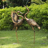 TERESA'S COLLECTIONS Garden Decor, Set of 2 Brass Herons Garden Decor, 25-26", Waterproof Metal Garden Statue, Herons Gifts, Garden Gifts for Women Mom, Indoor/Outdoor