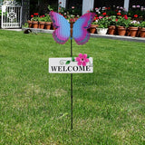Garden Decor Metal Welcome Yard Stakes Spring Lawn Art Patio Decorative Plant Stake for Flower Pot Pathway Porch Backyard Indoor Outdoor Decoration (Butterfly)