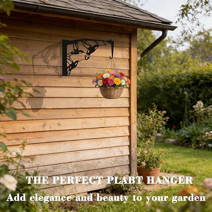Black Metal Butterfly Plant Wall Hanger Hook for Outdoor Indoor, Hanger Bracket for Blasket Pot Staghorn Fern Bird Feeder Wind Chime, Butterfly Decor for Wall Window Patio Porch Garden Home