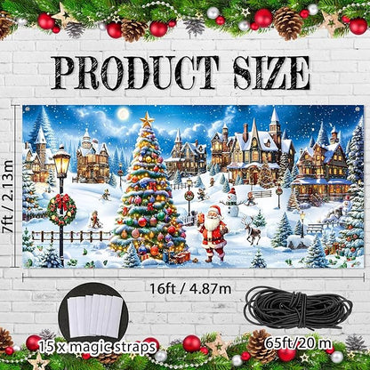 Panelee Christmas Garage Door Decoration 7x16ft Large Christmas Village Garage Door Banner Xmas North Pole Hanging Banner Decoration for Home Yard Xmas Theme Party Outdoor Wall Decor (North Pole)