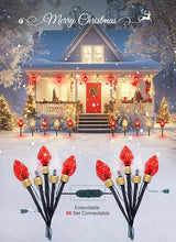 Moonflor Strawberry Jumbo C9 Christmas Pathway Lights Outdoor - 8.5 FT 5 LED Large C9 Pathway Lights, Hanging Jumbo Christmas Light Outdoor Decorations for Lawn Holiday Yard, Red & Warm White