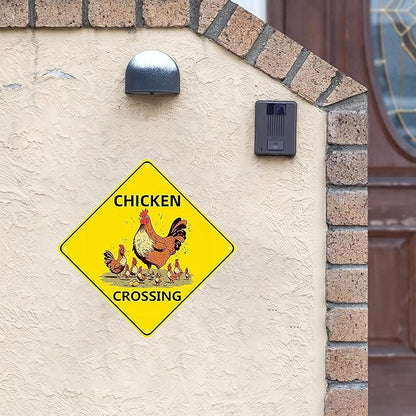 Chicken Crossing Sign, Chicken Crossing for Chicken Coop Bundle 2 Pieces Nene Crossing Farmhouse Wall Decor Garage Retro 12X12 Inch