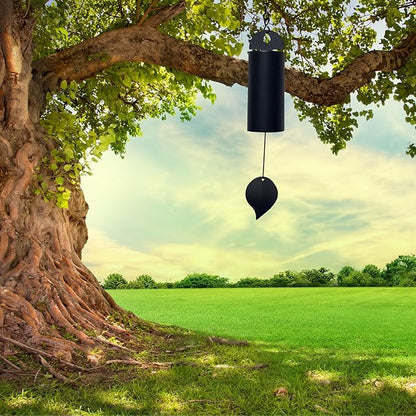 Wind Chimes for Outside Deep Tone, Large Metal Cylinder Memorial Wind Chimes Outdoor - Serenity Bell with Deep Resonance Outdoor Decor for Garden Patio Yard Porch - Black