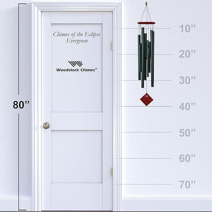 Woodstock Wind Chimes of the Eclipse Chimes for Outside 40" Green Large Deep Tone Wind Chime Decor for Outdoor Garden, Patio, Porch, Encore Collection