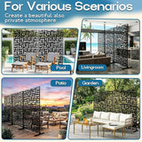 MTART Metal Privacy Screen 72" H x 47.2" Decorative Outdoor Privacy Screen Privacy Panel with Stand for Balcony Deck Patio Lawn Garden, Privacy Fence (Black-Street)