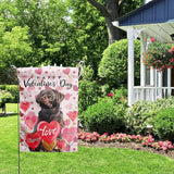 Chocolate Lab Valentine Garden Flag Valentines Day Flags for Outside 12x18 Double Sided Small Yard Flags Labrador Dog Valentine's Day Decor Outdoor Lawn Valentines Banners Front Porch