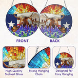 FLAGWIX Texas Gifts for Women Men - Stained Glass Window Hanging 10 in - Sun Catchers Indoor Window for Garden Decor, Texas Themed Gifts for Mom Dad Texans Friends, Sun Catcher for Door Home Decor