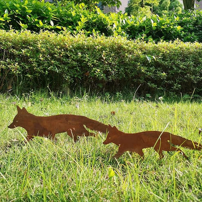2 PCS Animal Garden Decoration, Lawns Animal Indoor Outdoor Garden Statue, Animal Figurine for Gardens Patios, Creative Animal Garden Sculpture, Sneaky Rustic Animal Garden Decoration