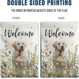 Floral White Lab Garden Flag Spring Summer Yard Flag Flower Dog Labrador Garden Flags for Outside Small Outdoor Welcome Flags 12x18 Double Sided