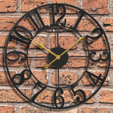 Large Outdoor Clock for Patio - Black Metal Art Arab Decorative Clock for Farmhouse, Kitchen, Porch, Pool Side, Deck, Modern Wall Clock Silent Battery Operated - 16 Inch
