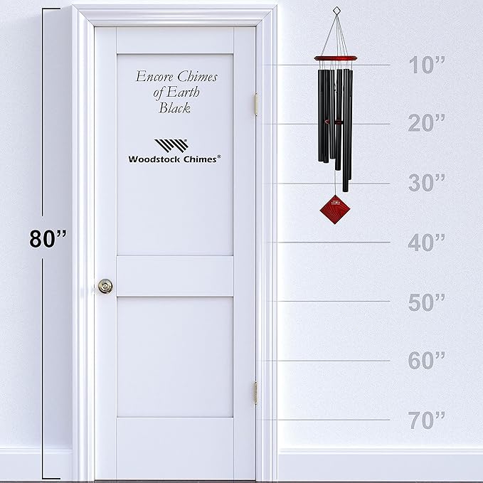 Woodstock Chimes Pluto Wind Chime for Outside 37" Black Medium Tone Sound for Outdoor Garden, Patio, Porch Decor Gifts, Encore Collection, DCK37