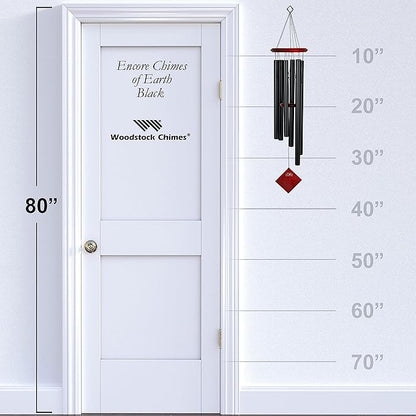 Woodstock Chimes Pluto Wind Chime for Outside 37" Black Medium Tone Sound for Outdoor Garden, Patio, Porch Decor Gifts, Encore Collection, DCK37