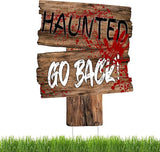 Large Beware Danger Haunted Keep Out Halloween Yard Sign Home Outdoor Lawn Decoration With Stakes Scary Spooky Decor 17x13 Inches (Haunted)