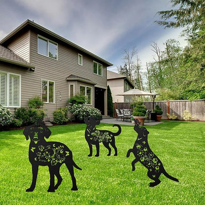 Romart Labrador Decorative Garden Stakes, Labrador Retriever Gifts for Dog Lovers, Metal Butterfly Floral Lab Dog Silhouette Yard Stakes for Outdoor Lawn Patio Art Decor