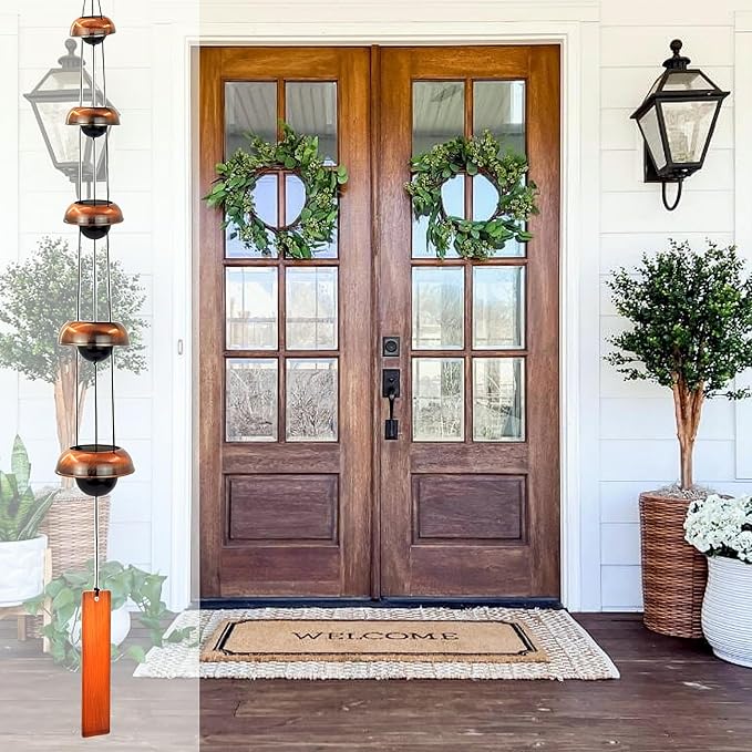 36.8” Handcrafted Copper Wind Chimes – Deep Tone Bells for Garden, Patio, Porch & Zen Décor – Unique Feng Shui, Meditation & Relaxation Gifts for Mom, Dad, Memorial Gardens