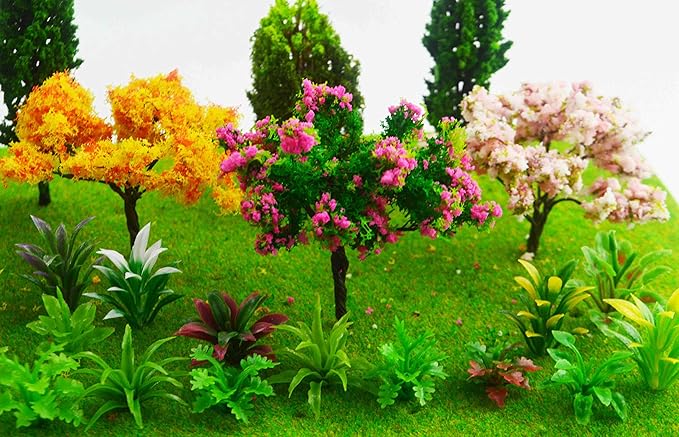 MOMOONNON 28 Pcs Miniature Fairy Garden Tree Plant Ornament, Mixed Model Trees 1-3 Inches, Miniature Dollhouse Pots Decor Moss Bonsai Micro Landscape DIY Craft Garden Ornament