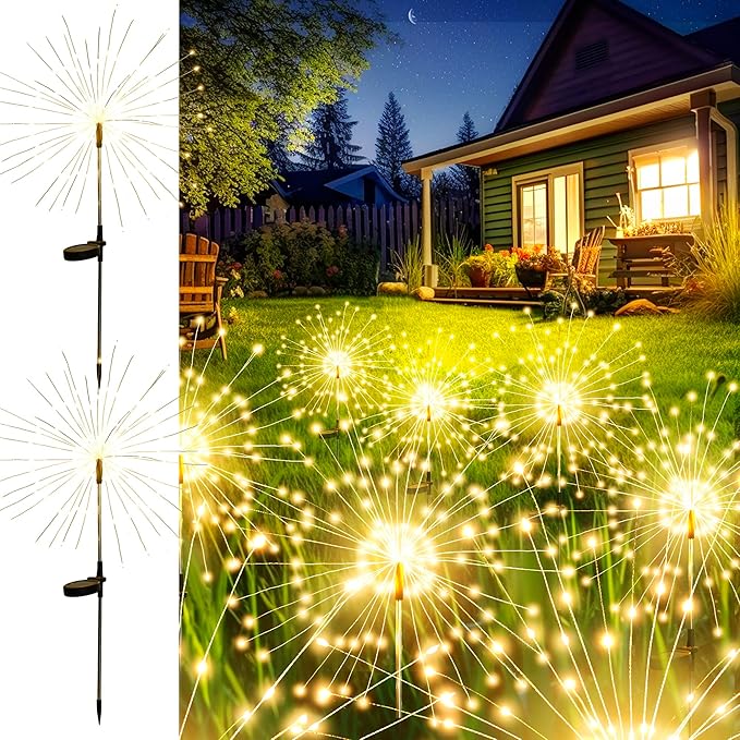 GIGALUMI Solar Lights Outdoor Waterproof, Fiber Optic Lights Decorative for Yard Pathway Flowerbed Garden Decor