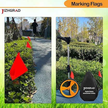 50Pack Orange Marking Flags, JIZHGRAD 15x4x5 Inch Marker Flags Use for Yard & Lawn, Boundary & Dog Training, Survey & Landscape, Sprinkler & Surveyor, Garden & Construction, High Visibility, Sturdy, Versatile, UV & Weather Resistant