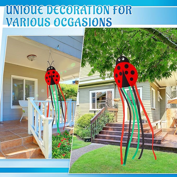 Soulchen Ladybug Windsock for Outside Heavy Duty Wind Socks Spring Summer Durable Outdoor Hanging Flag Wind Decoration for Yard Garden Patio Boat Home Decoration