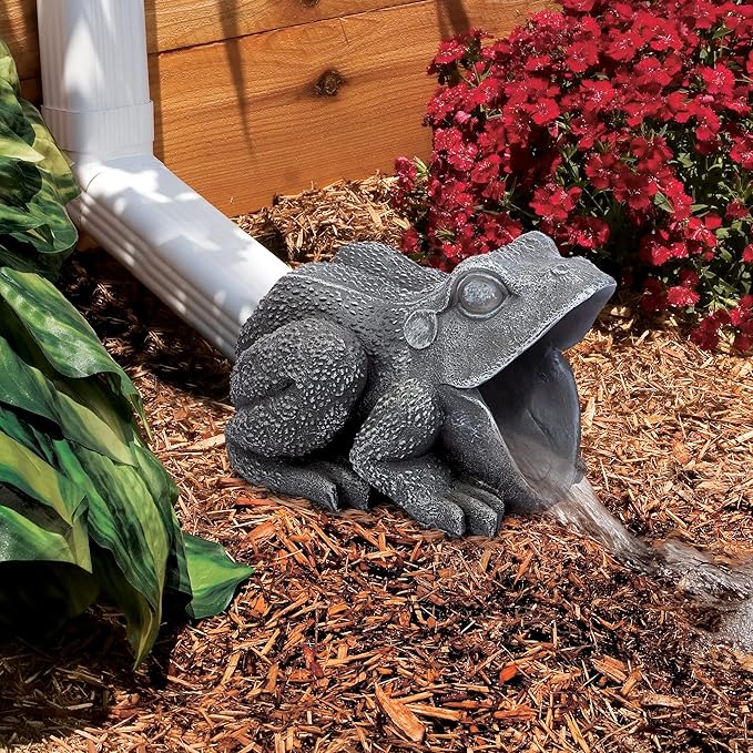 Design Toscano QM7512081 Garden Frog Decorative Object, Grey Stone
