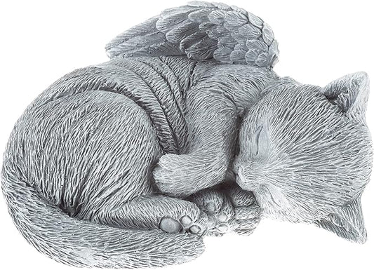Cat Memorial Stone - Peaceful Sleeping Kitten Angel Statue for Garden, Remembrance, Grave Marker, and Loss - Pet Sympathy Gift by Pure Garden (Gray)